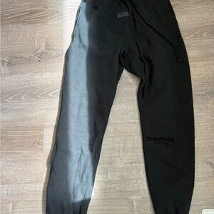 Essentials Black Men's Sweatpants with Thigh Logo